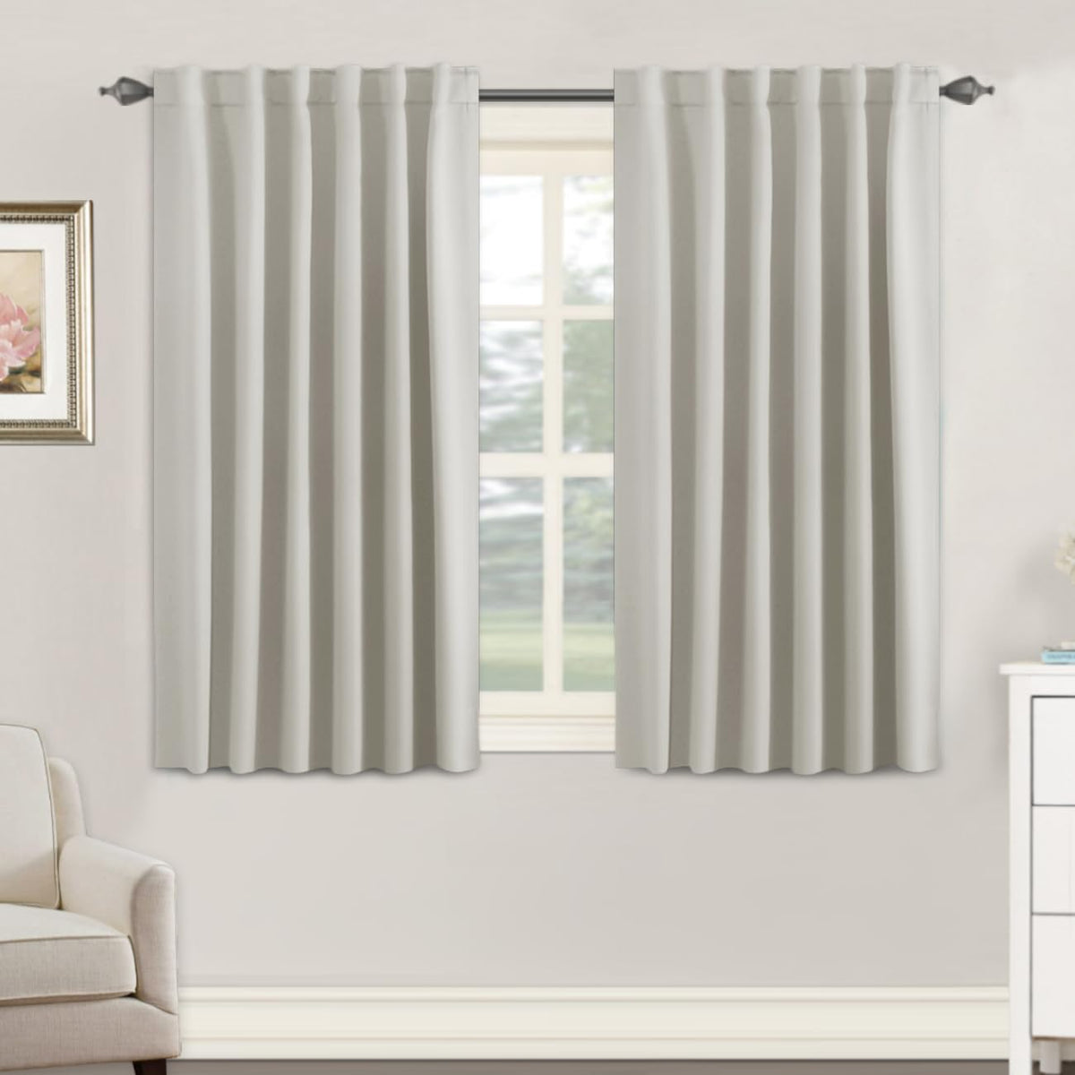 H.VERSAILTEX Blackout Curtains Thermal Insulated Window Treatment Panels Room Darkening Blackout Drapes for Living Room Back Tab/Rod Pocket Bedroom Draperies, 52 x 84 Inch, Light Sage, 2 Panels