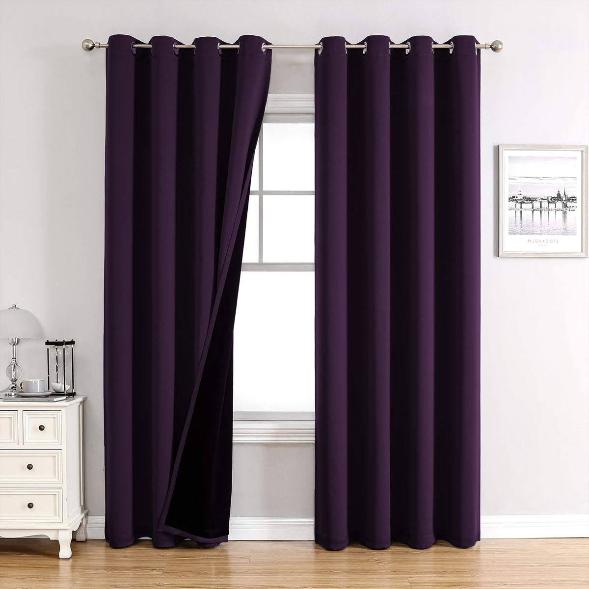 ChrisDowa 100% Blackout Curtains for Bedroom 63 Inches Long 2 Panels Set