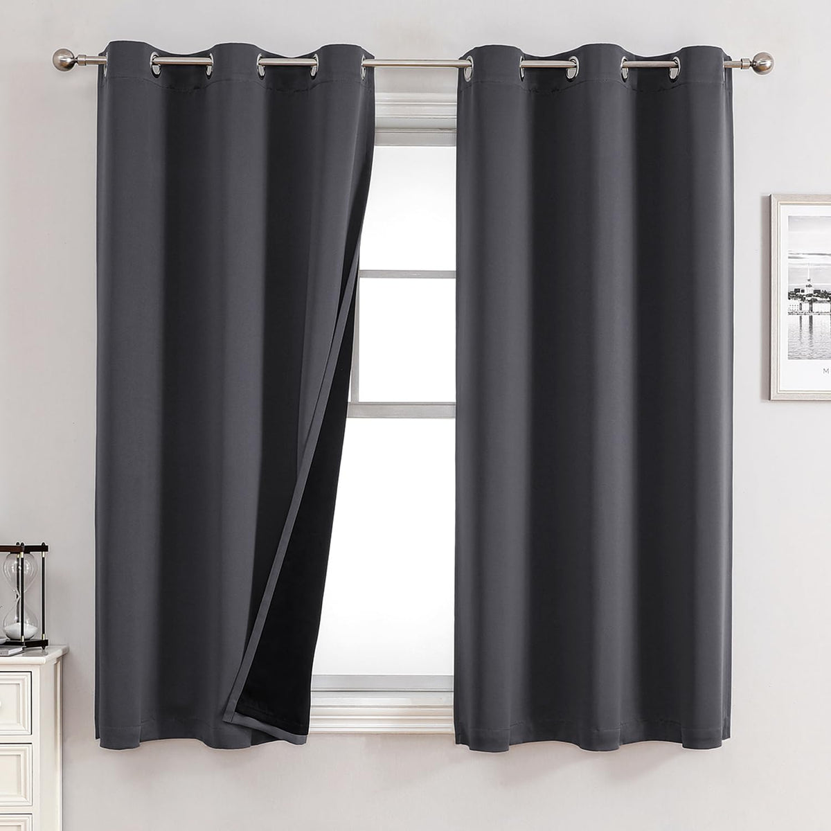ChrisDowa 100% Blackout Curtains for Bedroom 63 Inches Long 2 Panels Set