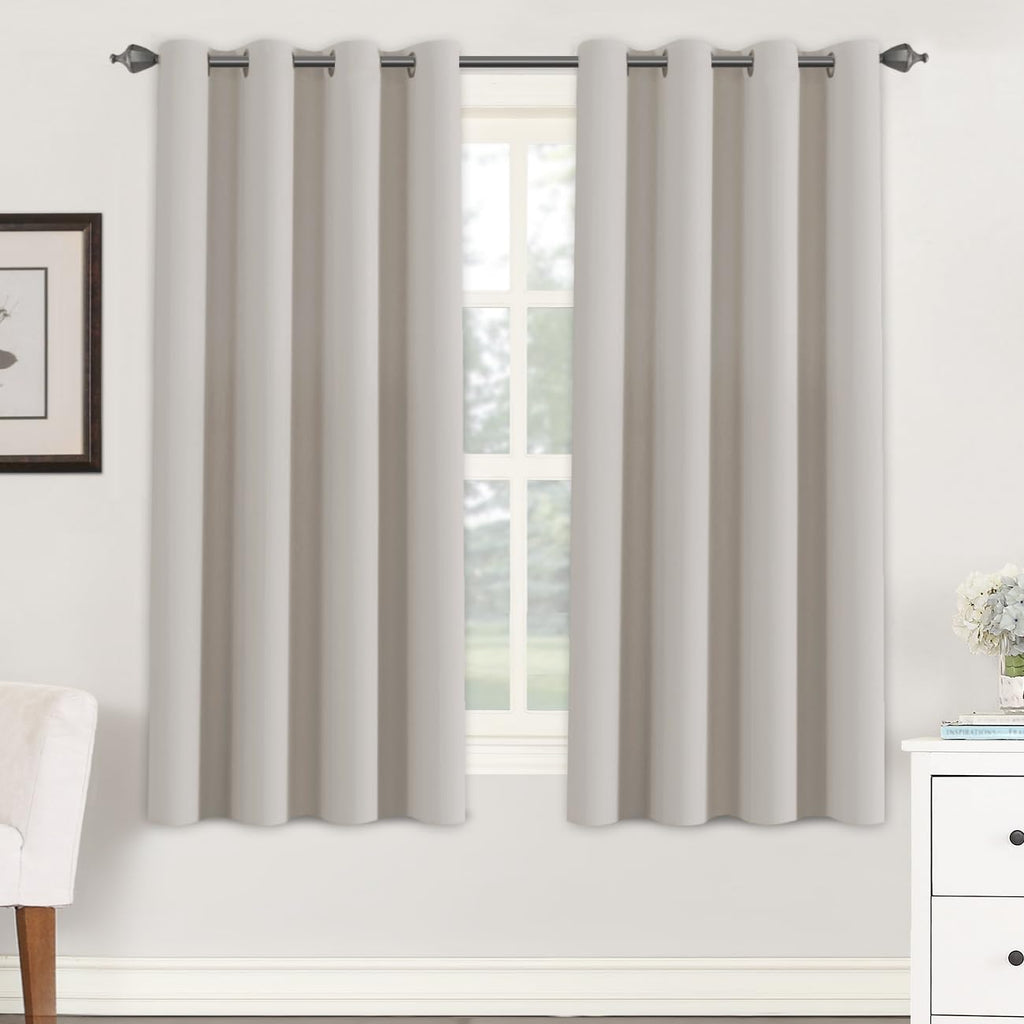 H.VERSAILTEX Blackout Curtains for Bedroom Thermal Insulated Room Darkening Living Room Curtains 63 Inch Long Grommet Privacy Protection Window Curtain Panels/Drapes for Nursery,2 Panels,Ivory/Cream