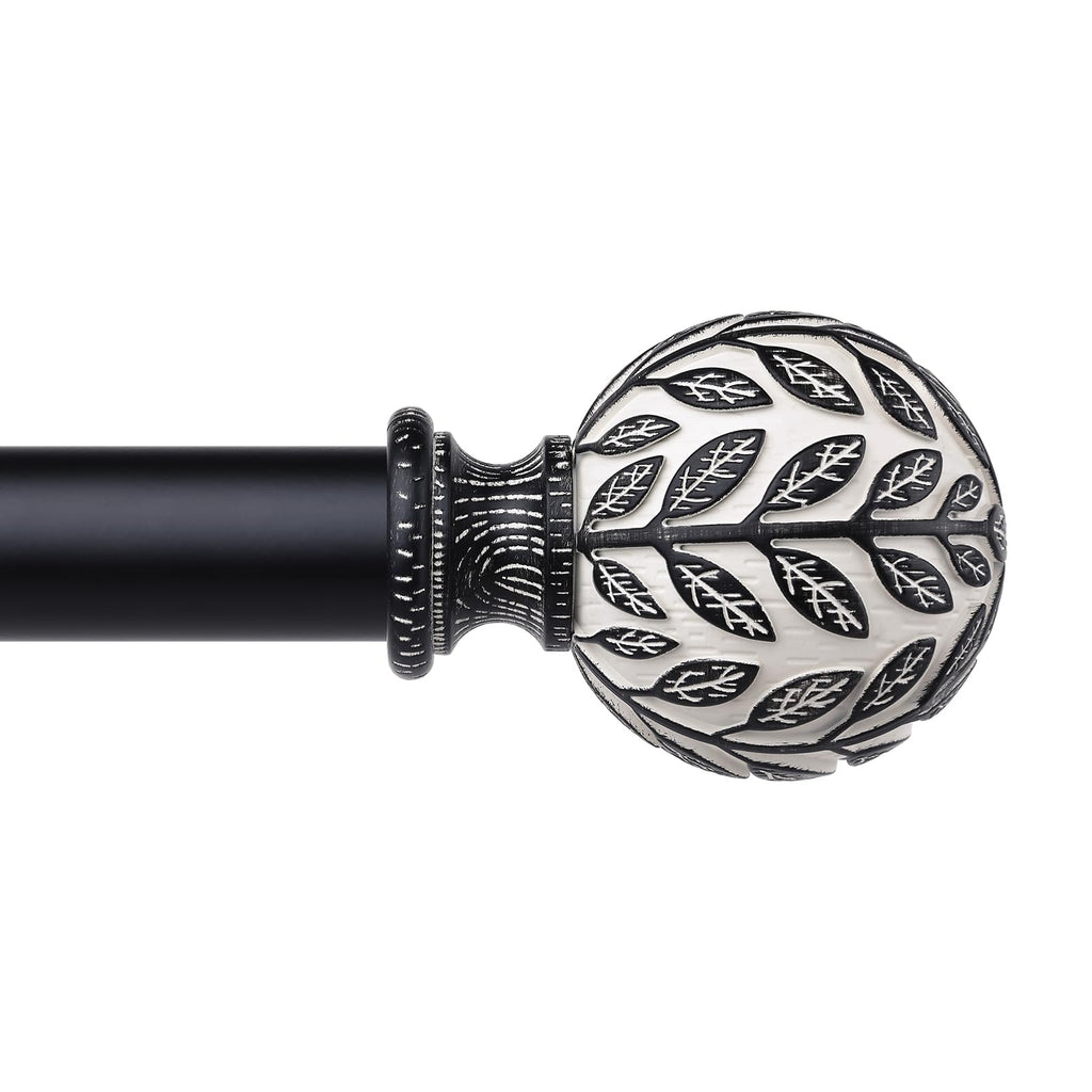 Curtain Rod 36-122 Inch, Boho Wood 1 Inch Curtain Rods for Windows