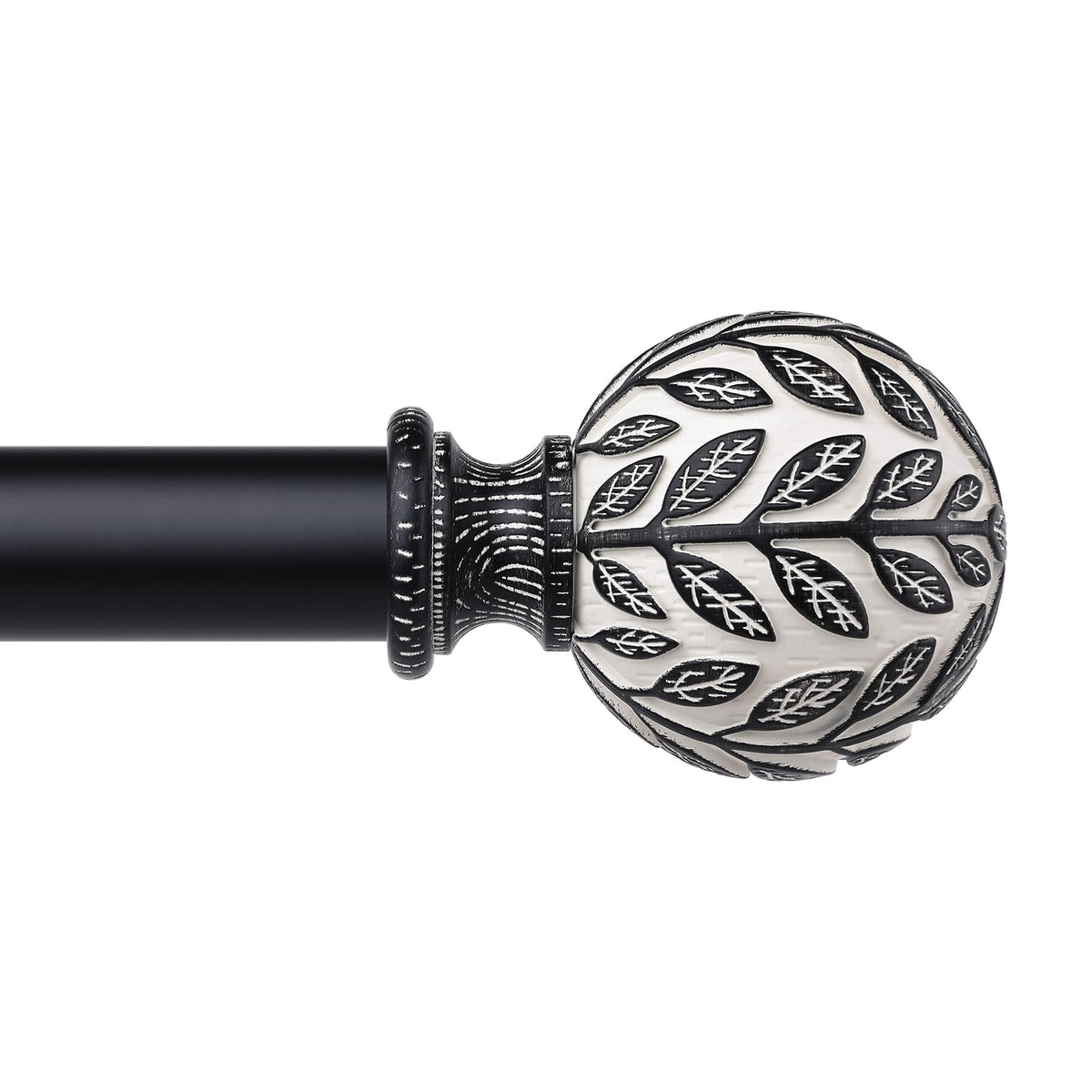 Curtain Rod 36-122 Inch, Boho Wood 1 Inch Curtain Rods for Windows