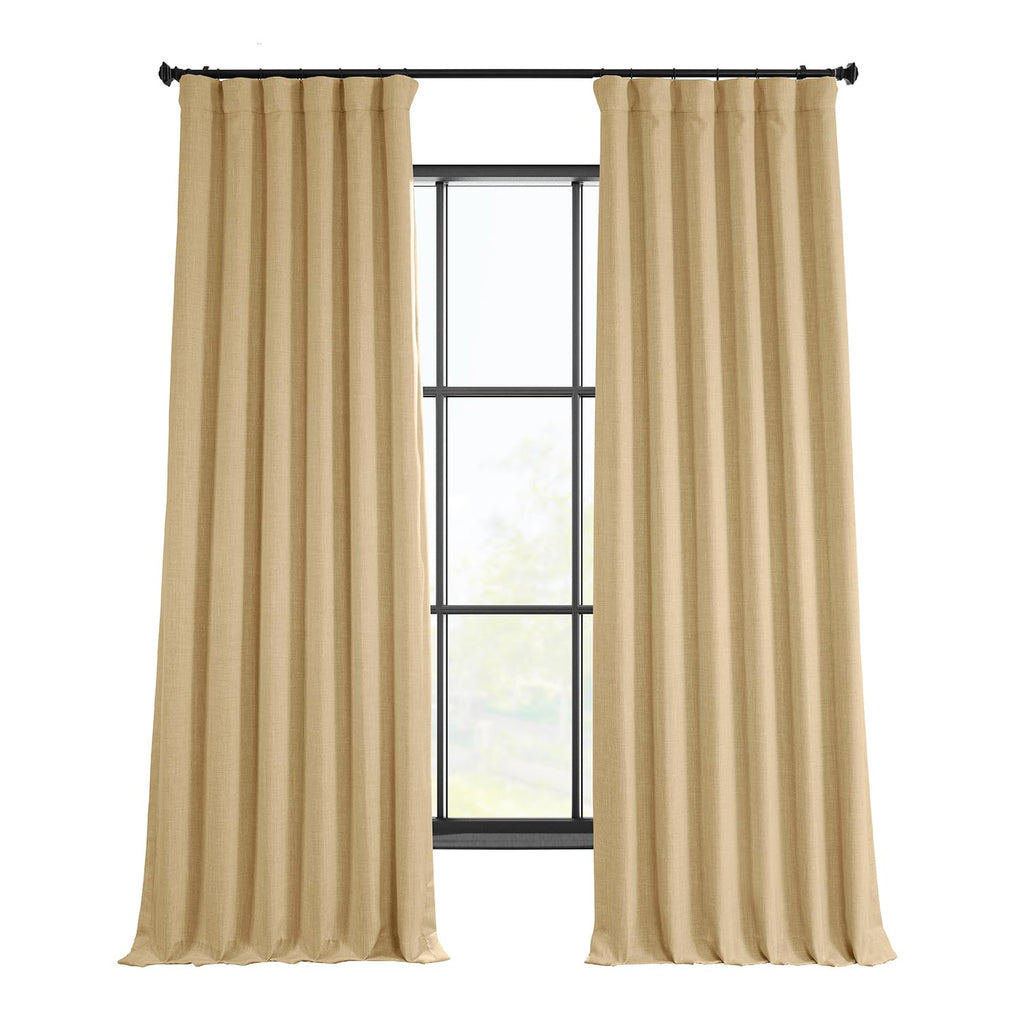 Faux Linen Curtains for Living Room (1 Panel) - 50W X 108L, Birch Taupe