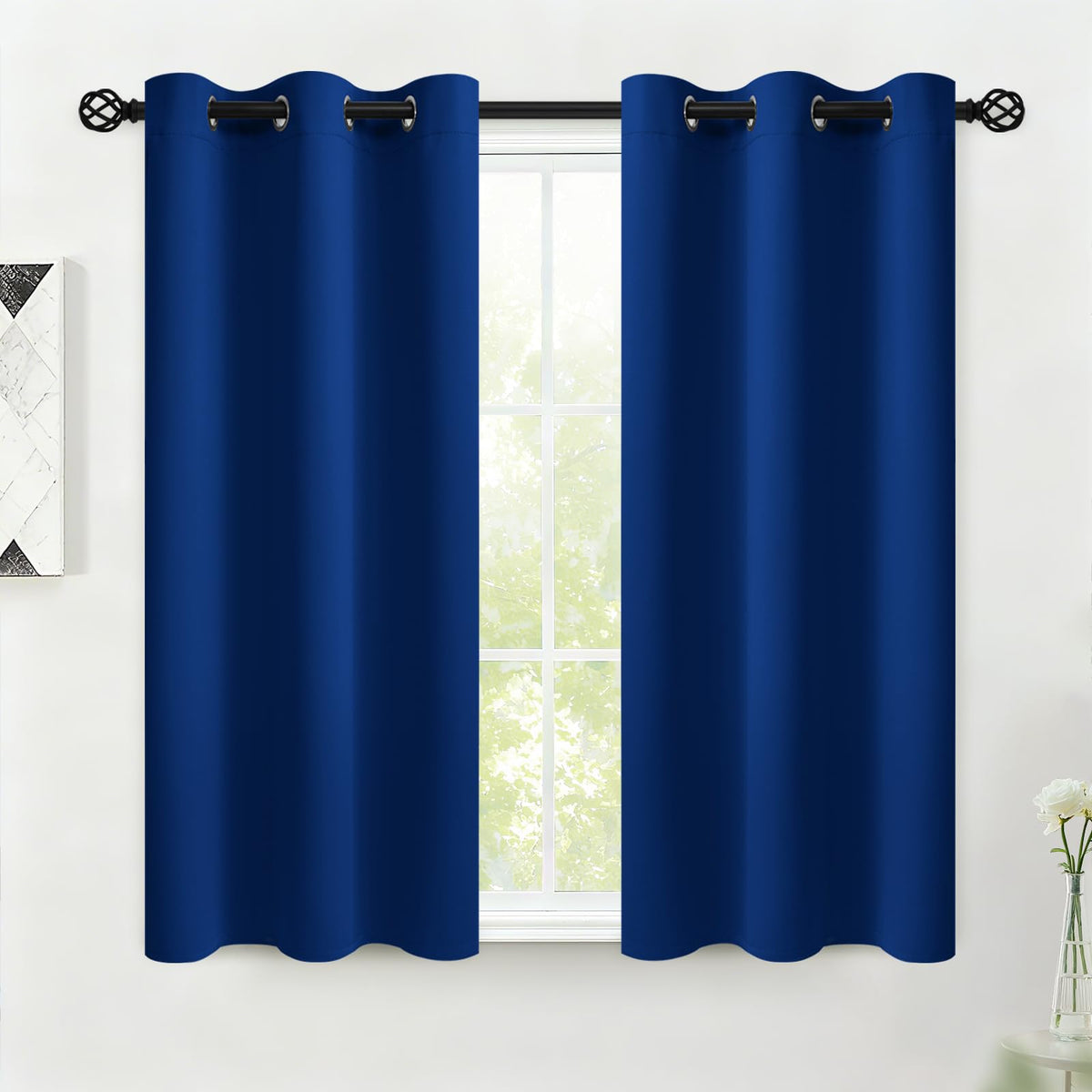 COSVIYA Grommet Blackout Room Darkening Navy Blue Curtains 84 inch Length