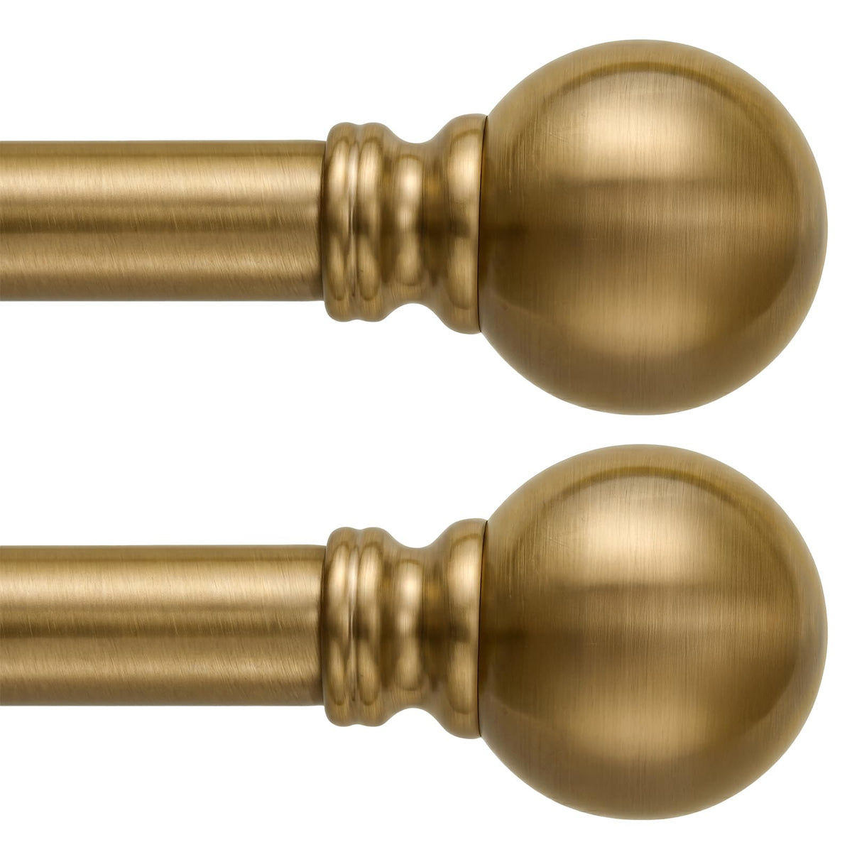 Warm Gold Curtain Rods for Windows 72-144 Inch Brass Heavy Duty