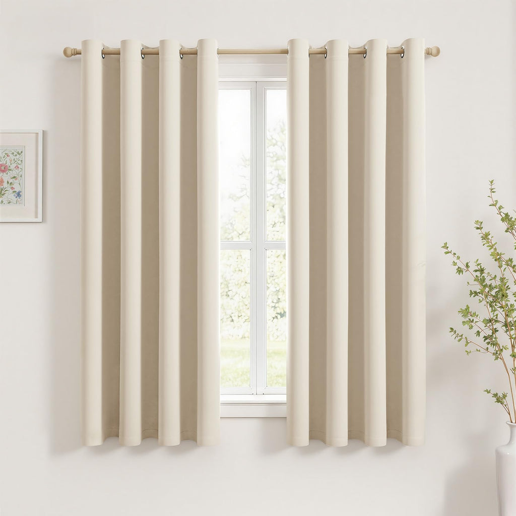 MIULEE Olive Blackout Bedroom Curtains Drapes 84 Inch Long 52"x84"