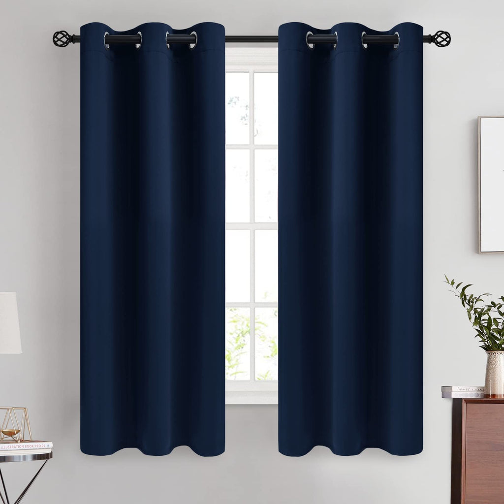 COSVIYA Grommet Blackout Room Darkening Navy Blue Curtains 84 inch Length