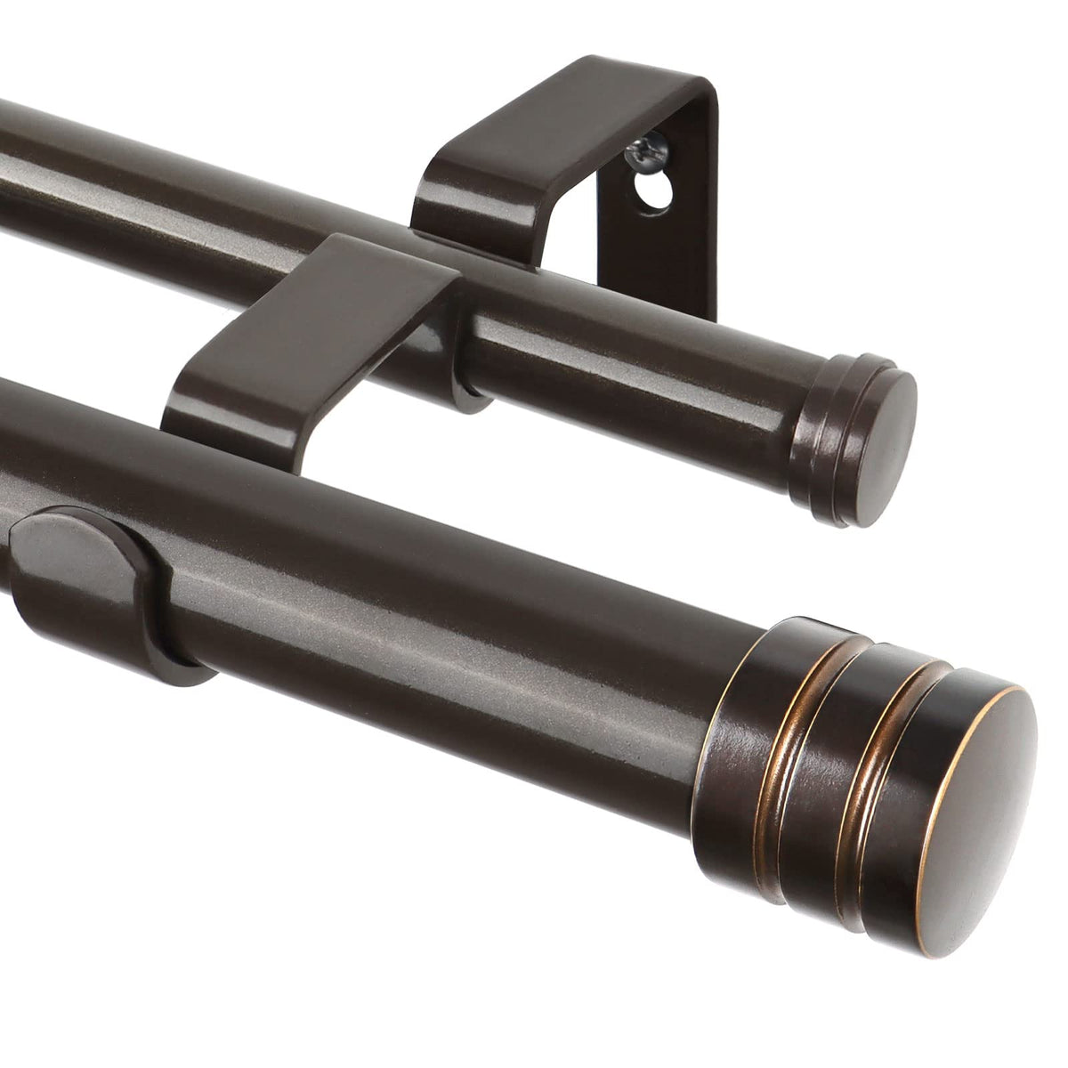 TONIAL 1 Inch Double Curtain Rods for Windows 66 to 120 Inch, Black,