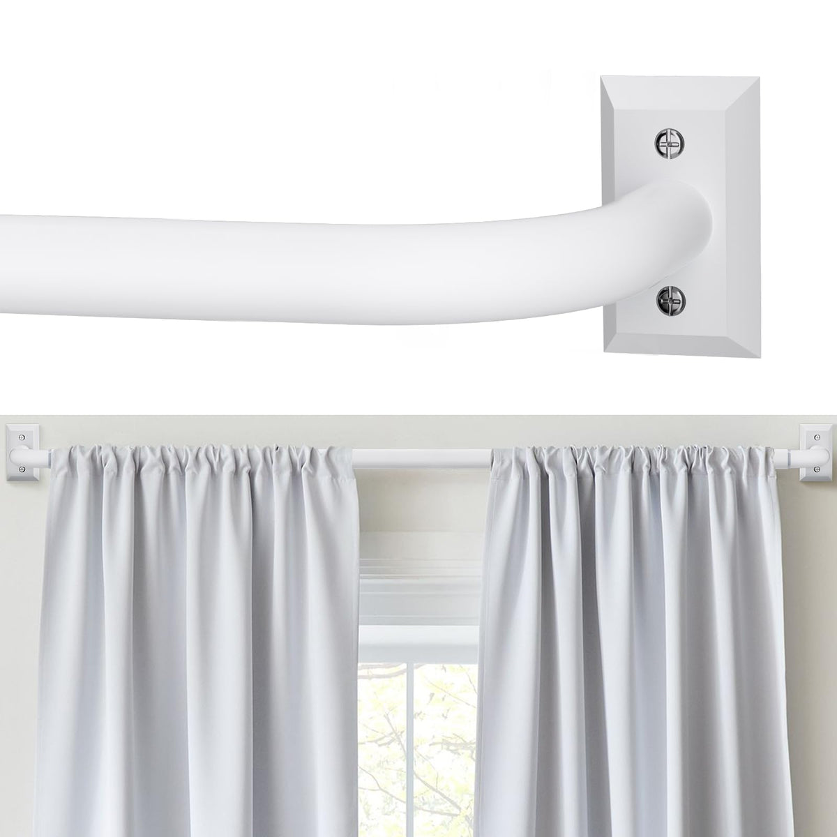 ZYRW Gold Curtain Rod, Room Darkening Rods for Windows 28 to 48 Inches(2.3-4Ft), Wrap Around Curtain Rods, Heavy Duty Blackout Drapery, Modern Decorative Window Treatment Rod, Gold