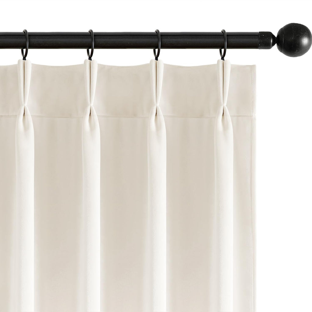 MIULEE Velvet Pinch Pleated Blackout Olive Green Curtains 40x96 Inches