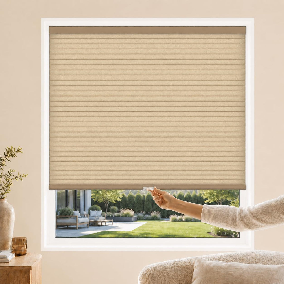 CHICOLOGY Cordless Cellular Shades, Room Darkening, Mist, 46x48