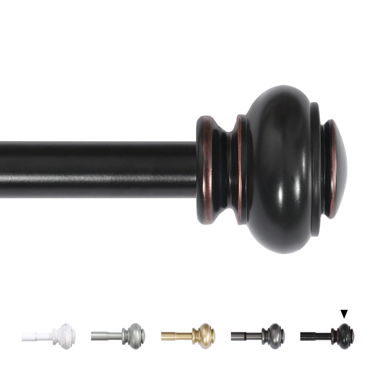 H.VERSAILTEX Window Curtain Rods for Windows 28 to 48 Inches Adjustable Decorative 3/4 Inch Diameter Single Window Curtain Rod Set with Classic Finials, Nickel