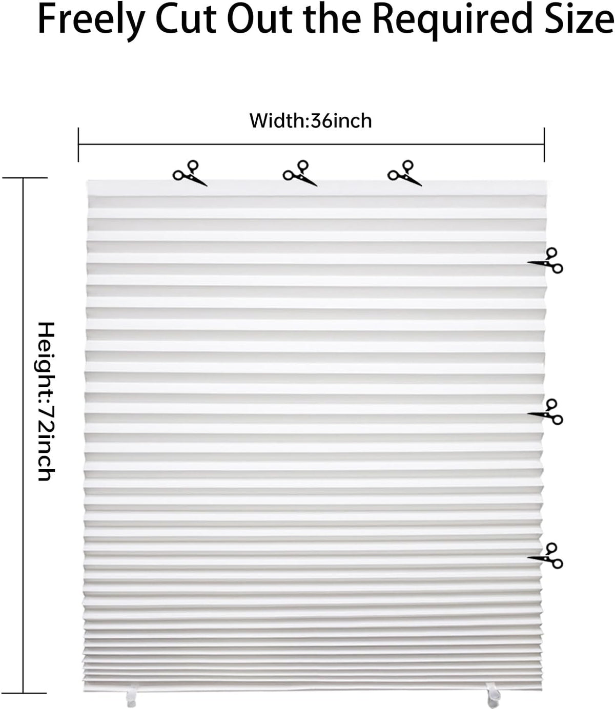 Changshade 6-Pack Temporary Light Filtering Paper Blinds for Window, Cut to Size Adhesive Paper Shades, Stick on Pleated Blinds,No Drill Easy Install,36" W x 72" H,White