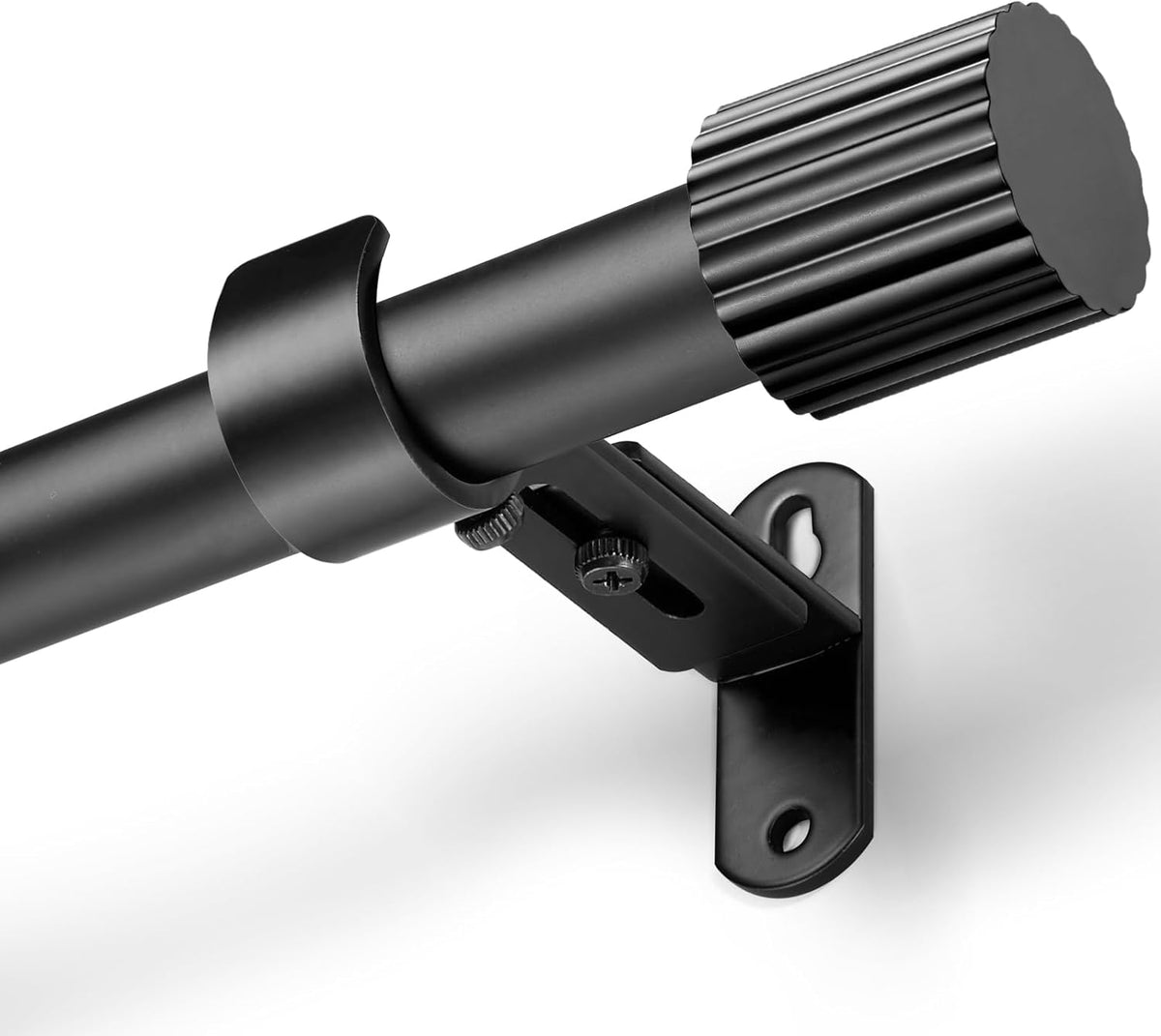 Curtain Rods 16-76", 1 Inch Adjustable Black Curtain Rod, 1 Pack