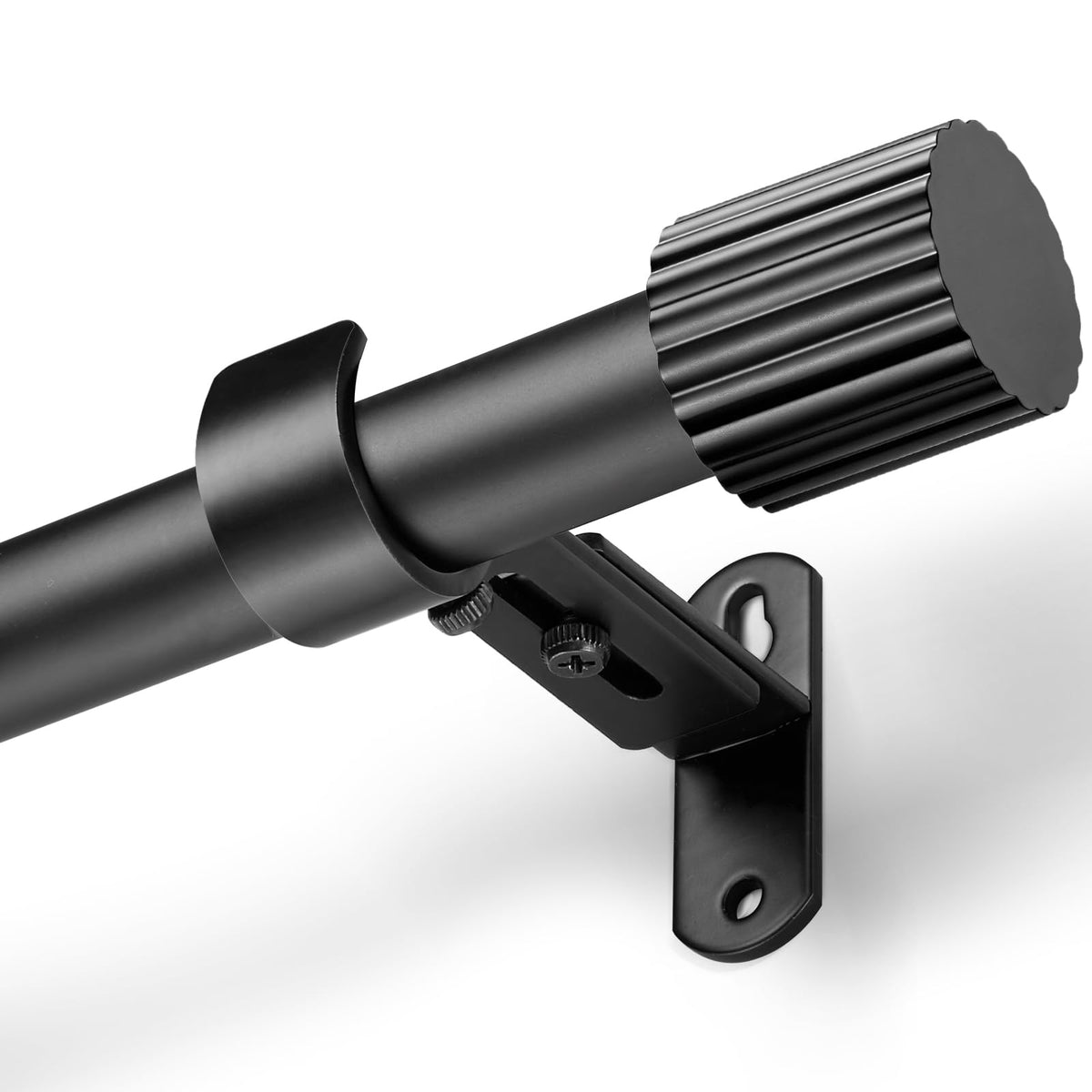 Curtain Rods 16-76", 1 Inch Adjustable Black Curtain Rod, 1 Pack