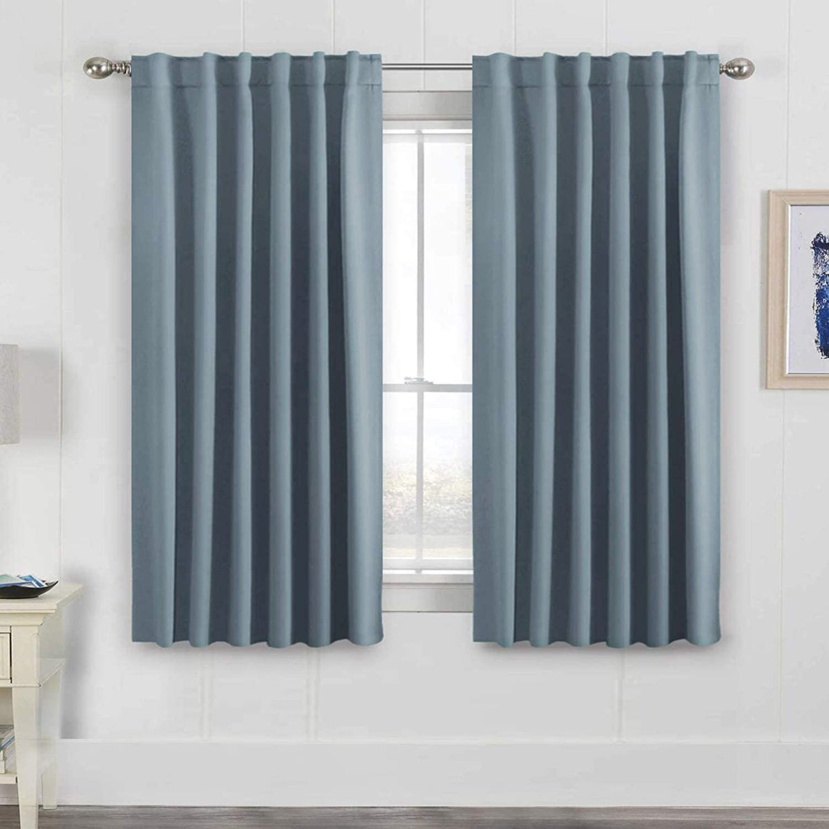 H.VERSAILTEX Blackout Curtains Thermal Insulated Window Treatment Panels Room Darkening Blackout Drapes for Living Room Back Tab/Rod Pocket Bedroom Draperies, 52 x 84 Inch, Light Sage, 2 Panels
