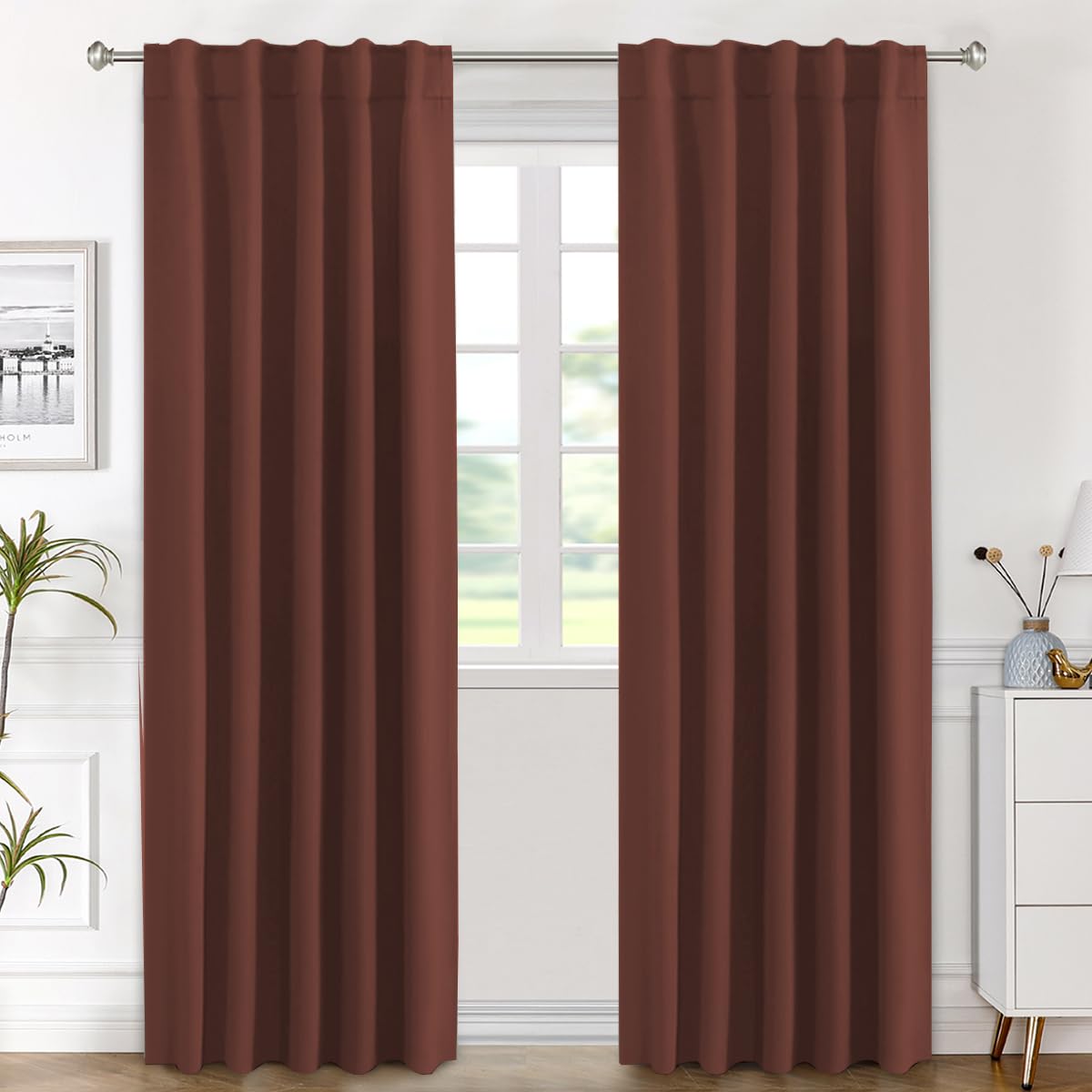 H.VERSAILTEX Blackout Curtains Thermal Insulated Window Treatment Panels Room Darkening Blackout Drapes for Living Room Back Tab/Rod Pocket Bedroom Draperies, 52 x 84 Inch, Light Sage, 2 Panels