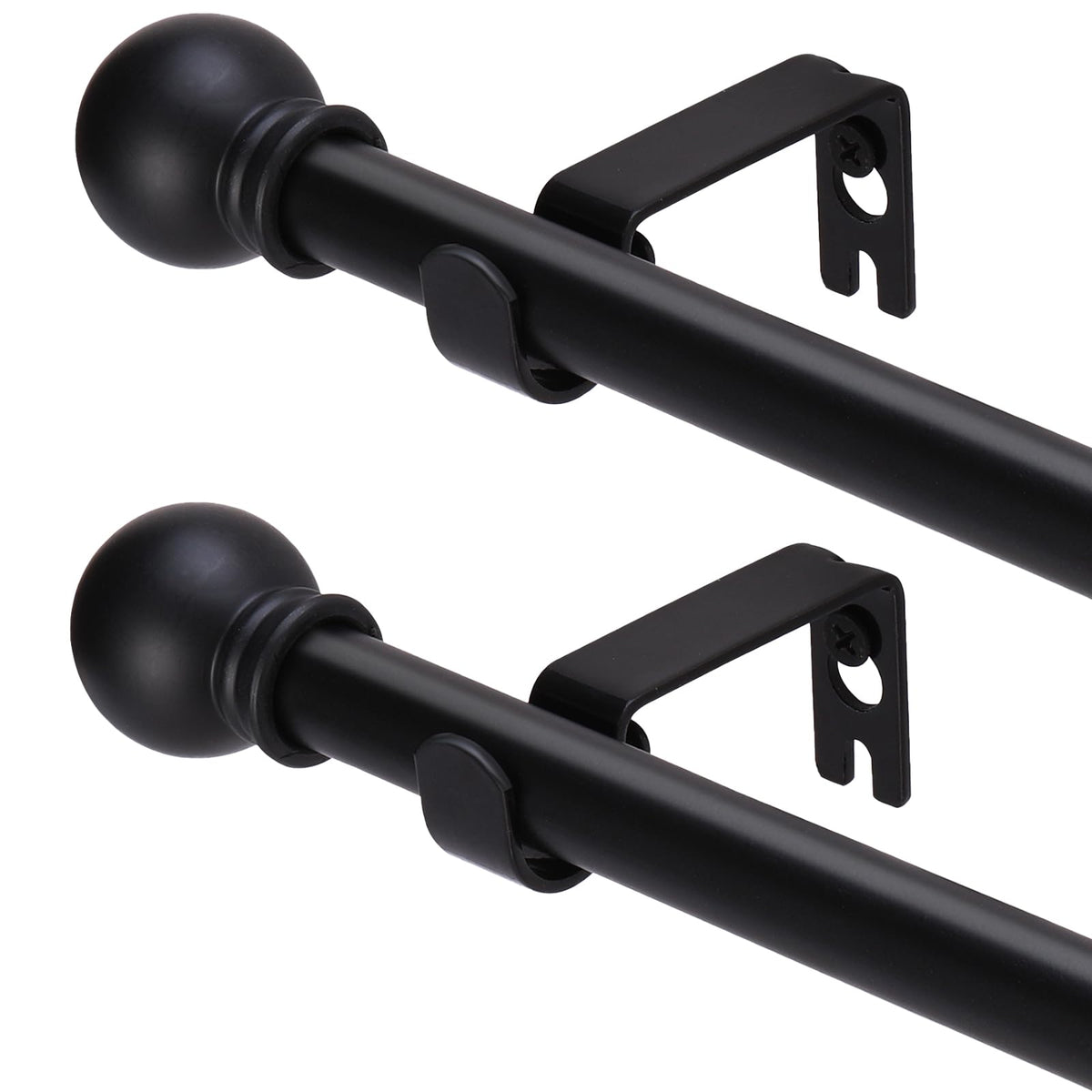 GXOACKJ Curtain Rods for windows 32-48 inch, 5/8 inch Decorative Curtain Rod Set, Matte Black Splicing Heavy Duty Metal Curtain Rod with Brackets