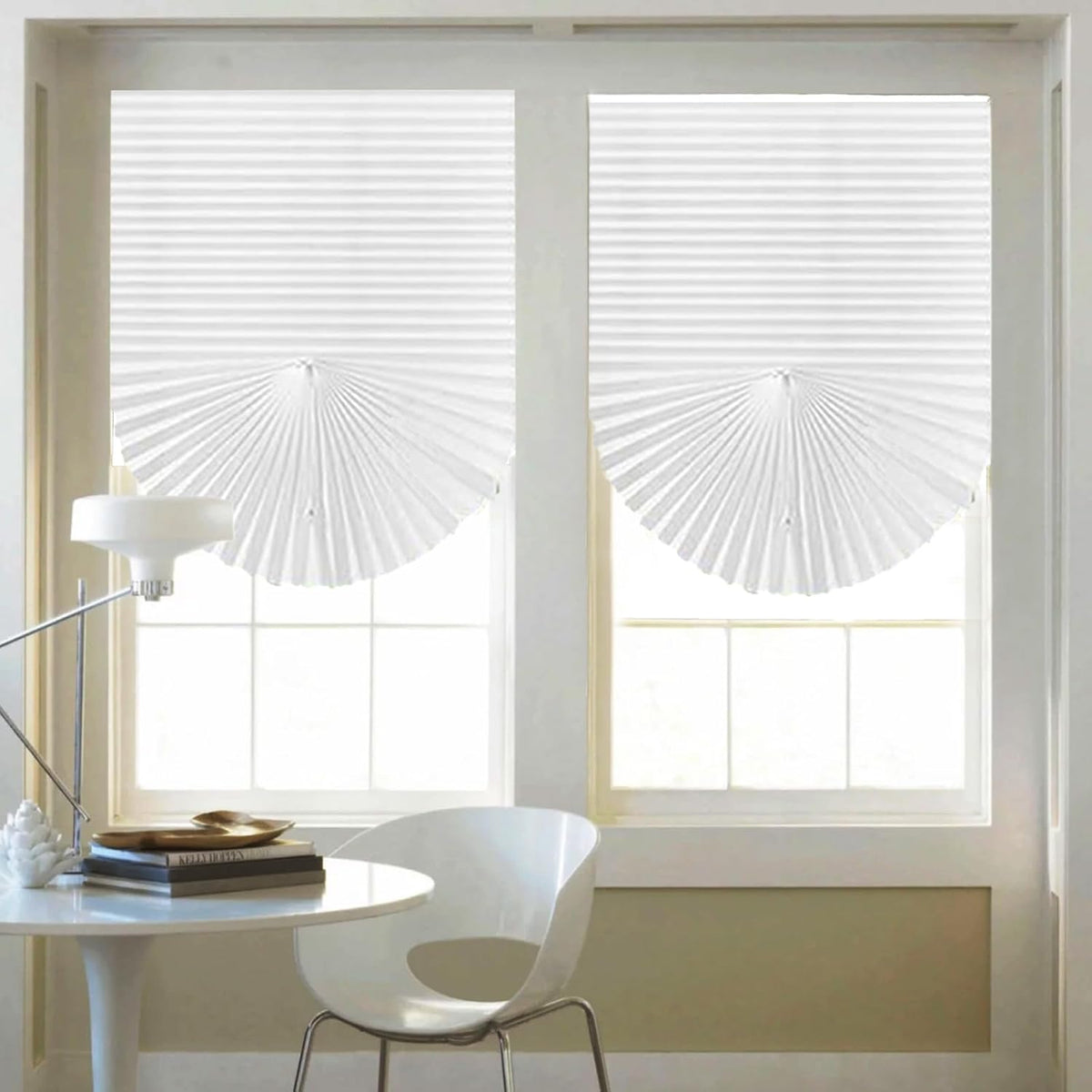 Changshade 6-Pack Temporary Light Filtering Paper Blinds for Window, Cut to Size Adhesive Paper Shades, Stick on Pleated Blinds,No Drill Easy Install,36" W x 72" H,White