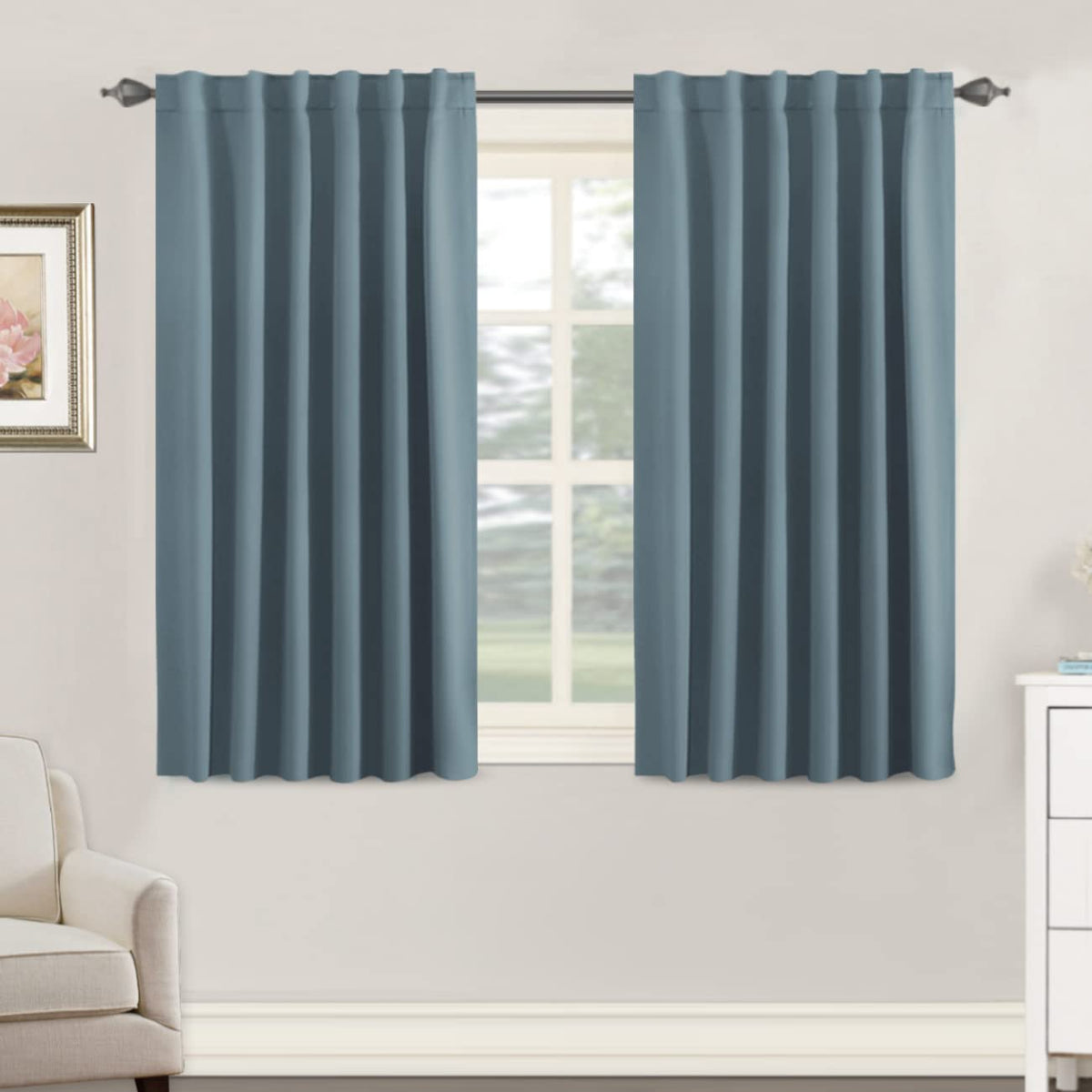 H.VERSAILTEX Blackout Curtains Thermal Insulated Window Treatment Panels Room Darkening Blackout Drapes for Living Room Back Tab/Rod Pocket Bedroom Draperies, 52 x 84 Inch, Light Sage, 2 Panels