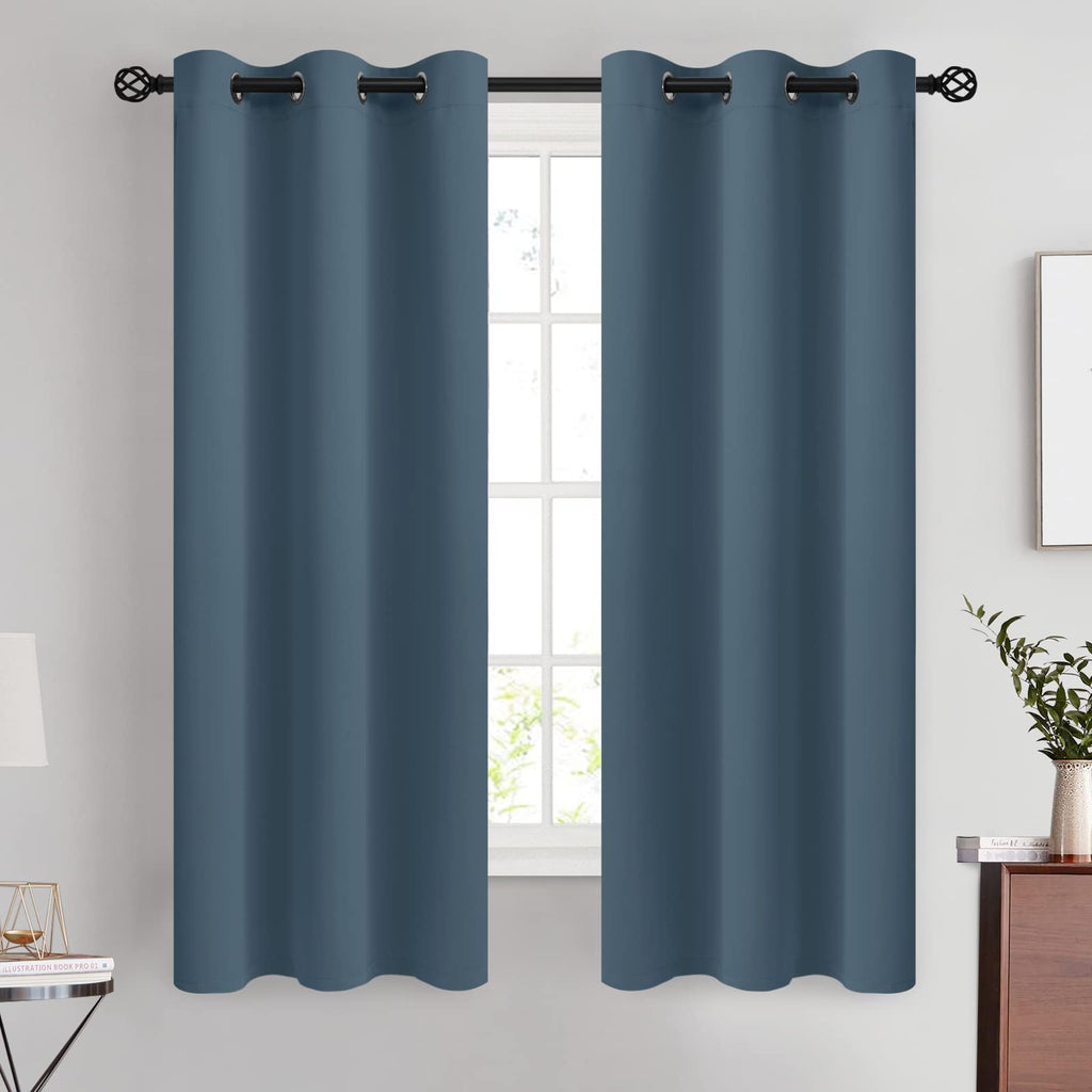 COSVIYA Grommet Blackout Room Darkening Navy Blue Curtains 84 inch Length