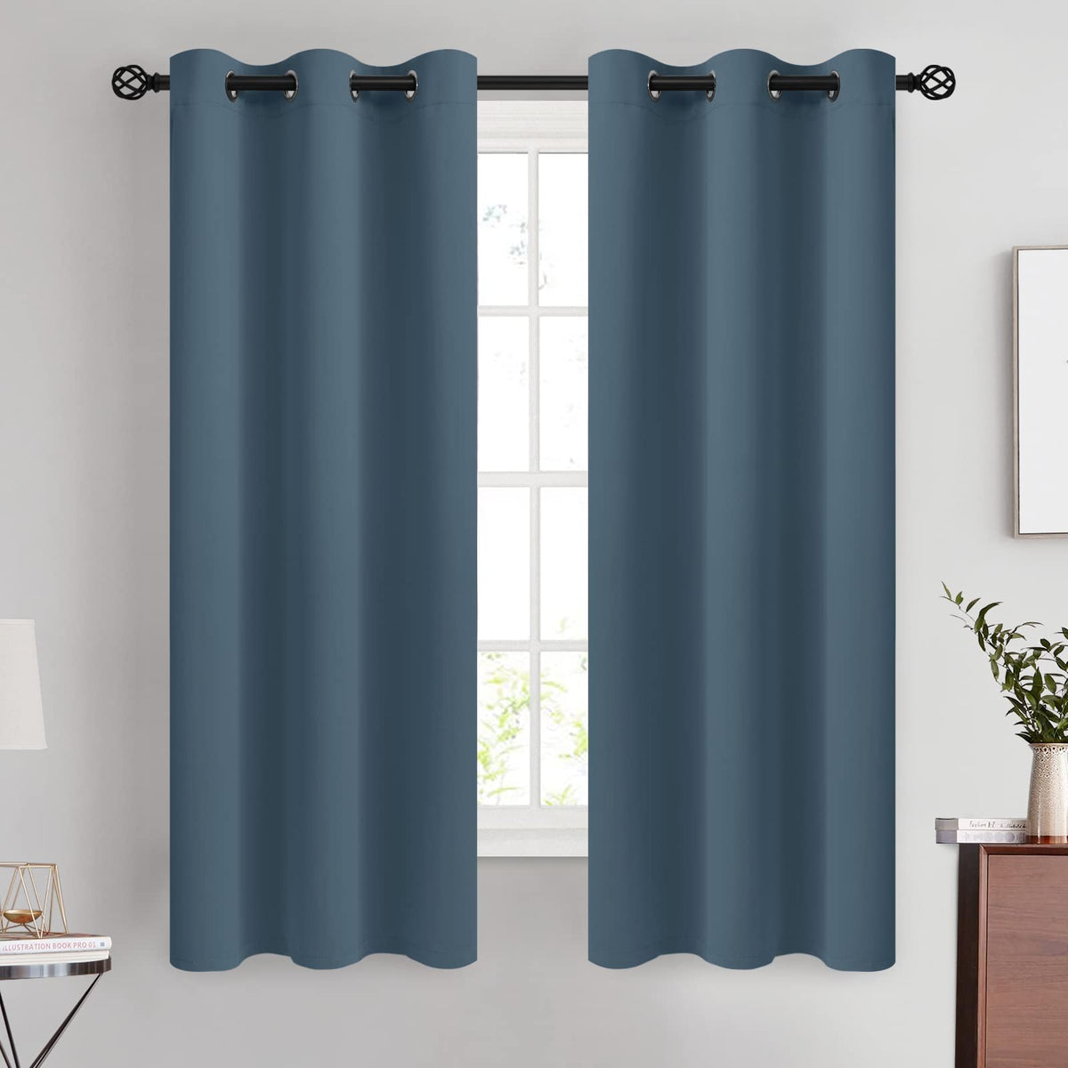 COSVIYA Grommet Blackout Room Darkening Navy Blue Curtains 84 inch Length