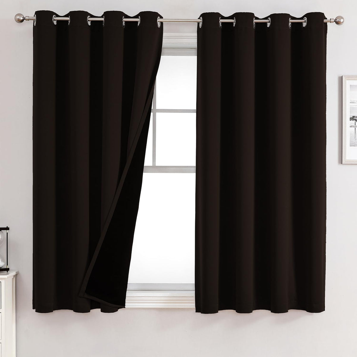 ChrisDowa 100% Blackout Curtains for Bedroom 63 Inches Long 2 Panels Set