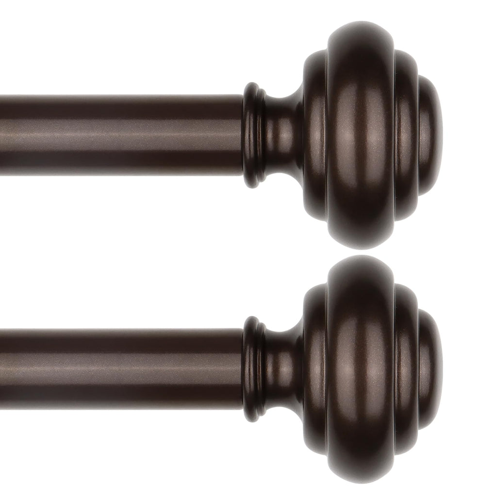 KAMANINA Curtain Rods for Windows 48 to 84 Inches Silver Decorative Finials