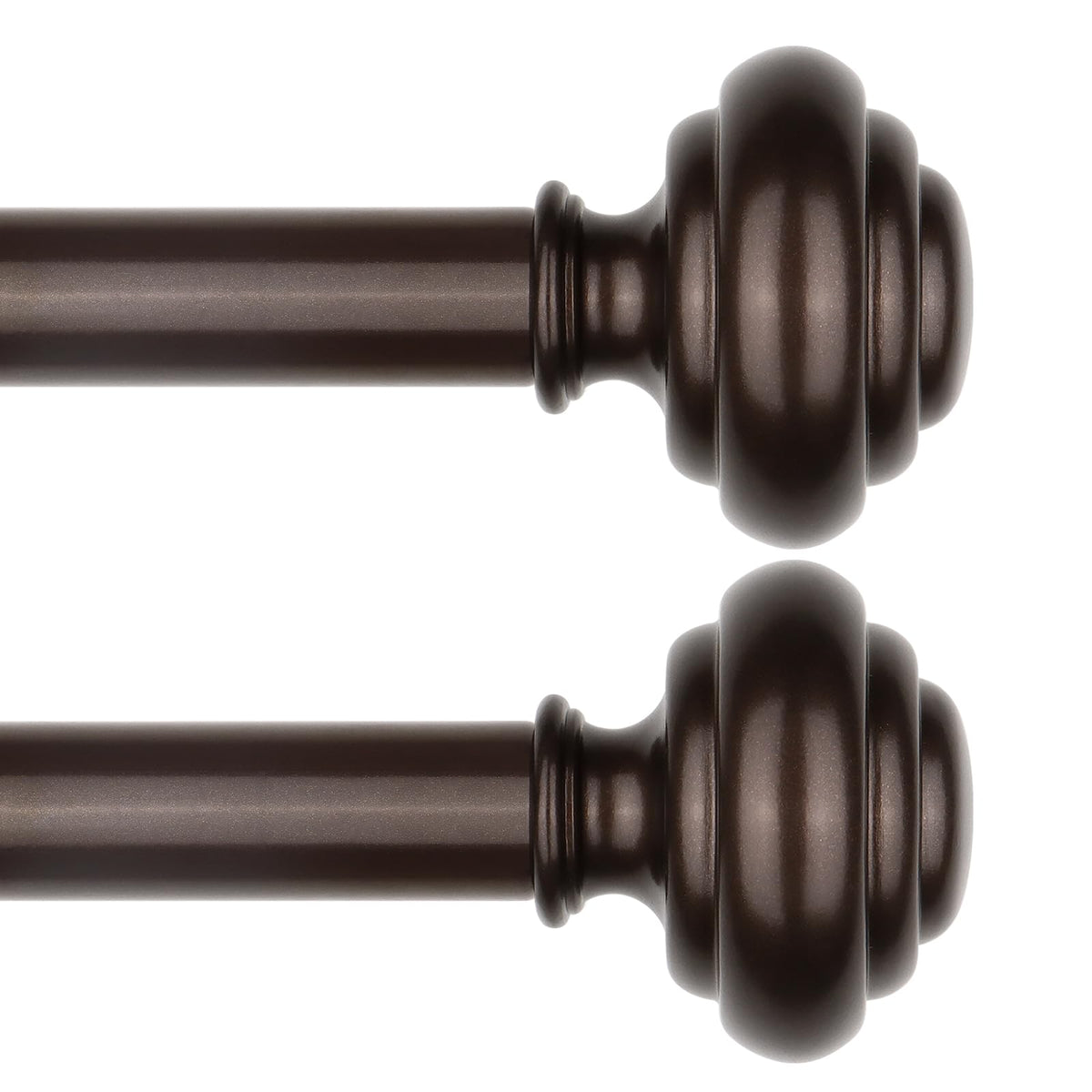 KAMANINA Curtain Rods for Windows 48 to 84 Inches Silver Decorative Finials