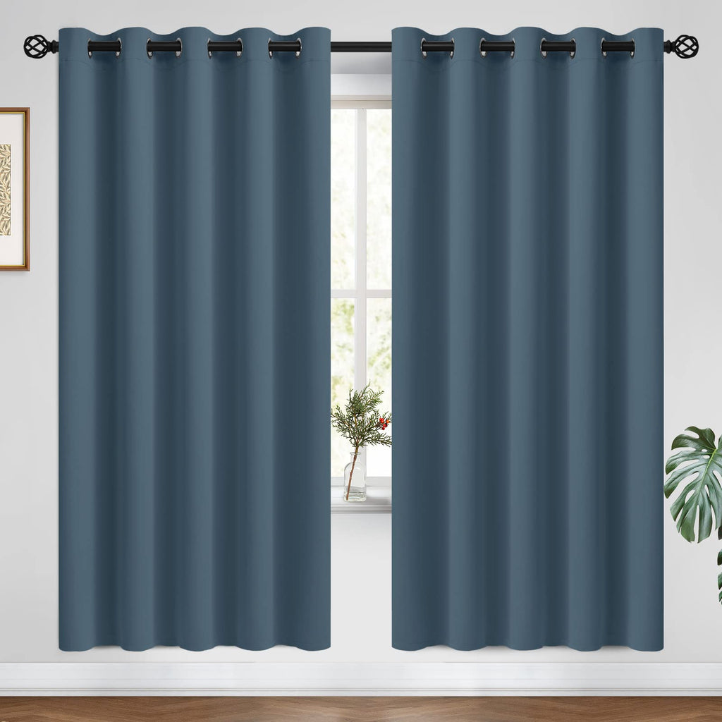 COSVIYA Grommet Blackout Room Darkening Navy Blue Curtains 84 inch Length