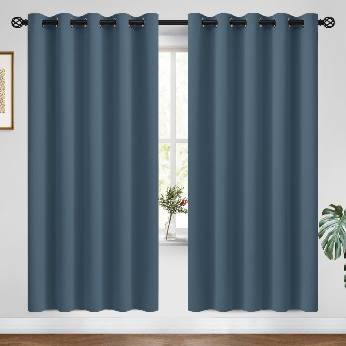COSVIYA Grommet Blackout Room Darkening Navy Blue Curtains 84 inch Length