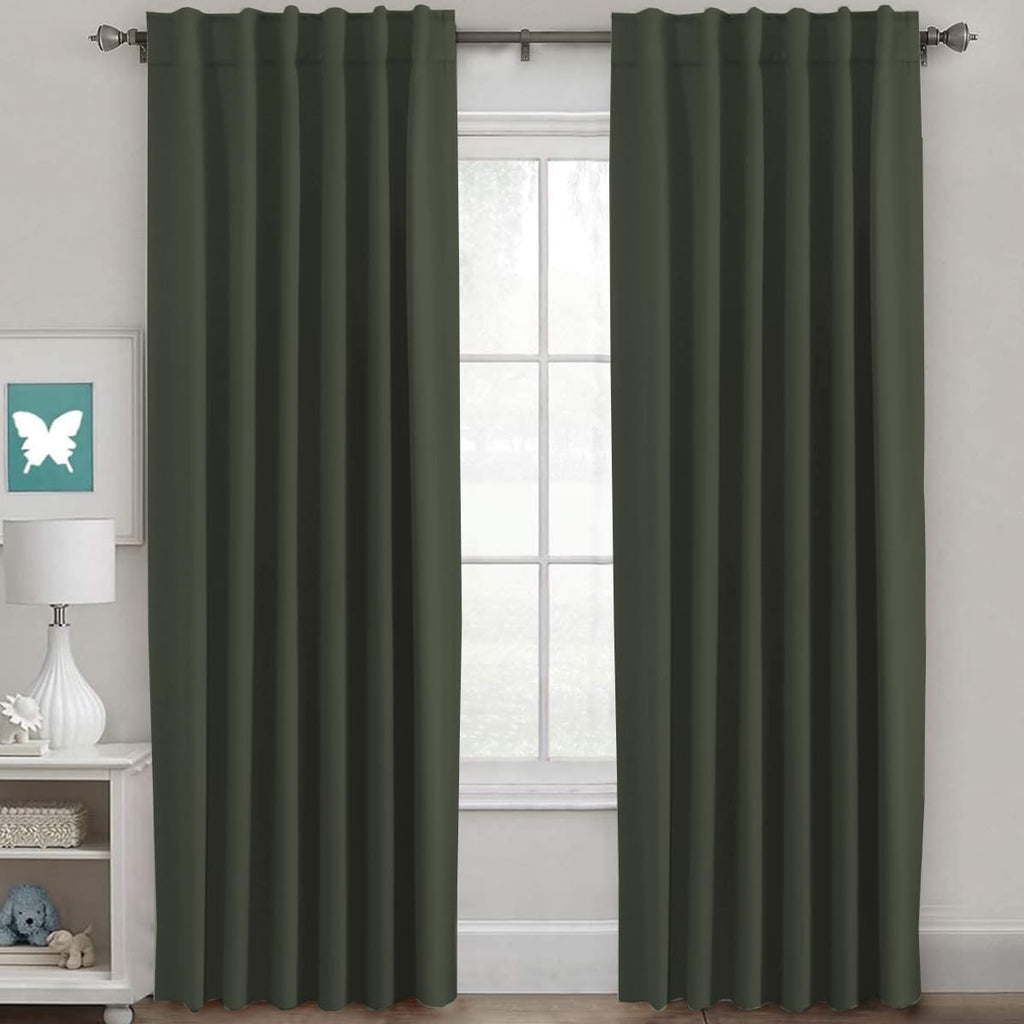 H.VERSAILTEX Blackout Curtains Thermal Insulated Window Treatment Panels Room Darkening Blackout Drapes for Living Room Back Tab/Rod Pocket Bedroom Draperies, 52 x 84 Inch, Light Sage, 2 Panels