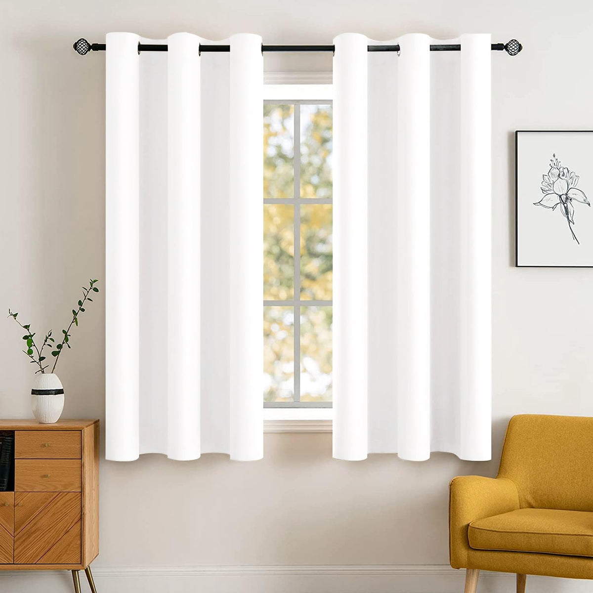 MIULEE Olive Blackout Bedroom Curtains Drapes 84 Inch Long 52"x84"