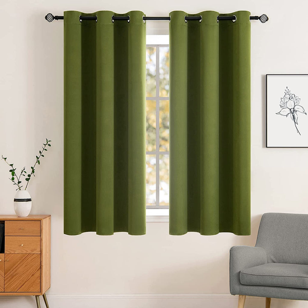 MIULEE Olive Blackout Bedroom Curtains Drapes 84 Inch Long 52"x84"