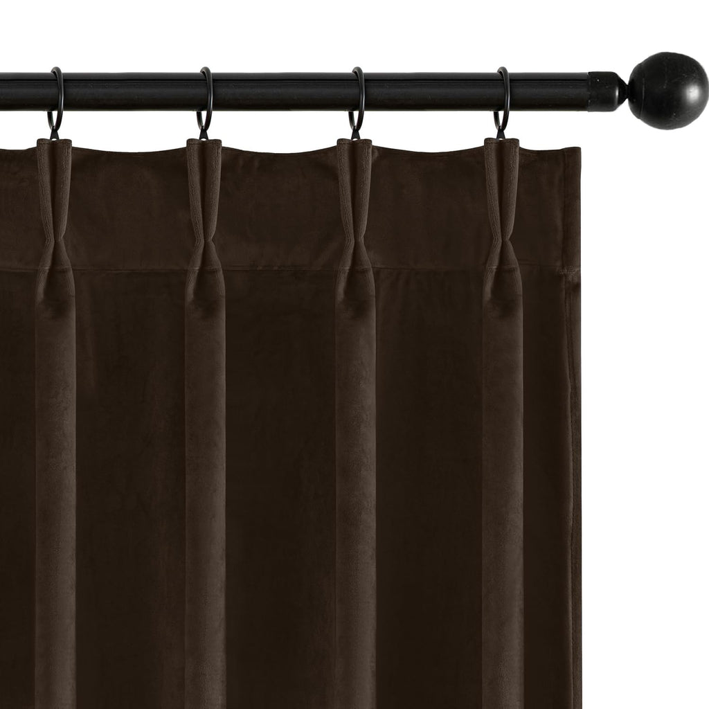 MIULEE Velvet Pinch Pleated Blackout Olive Green Curtains 40x96 Inches