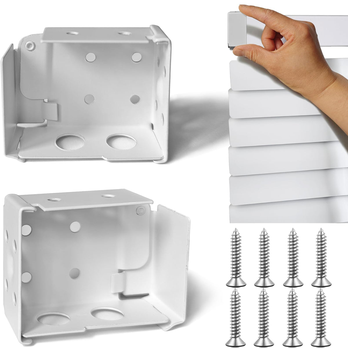 2PCS Mini Blind Brackets, Metal Window Blind Brackets, 2 inch White Window Blinds Headrail Holder Bracket for High Profile Blinds