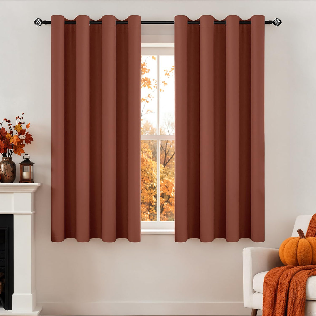 MIULEE Olive Blackout Bedroom Curtains Drapes 84 Inch Long 52"x84"