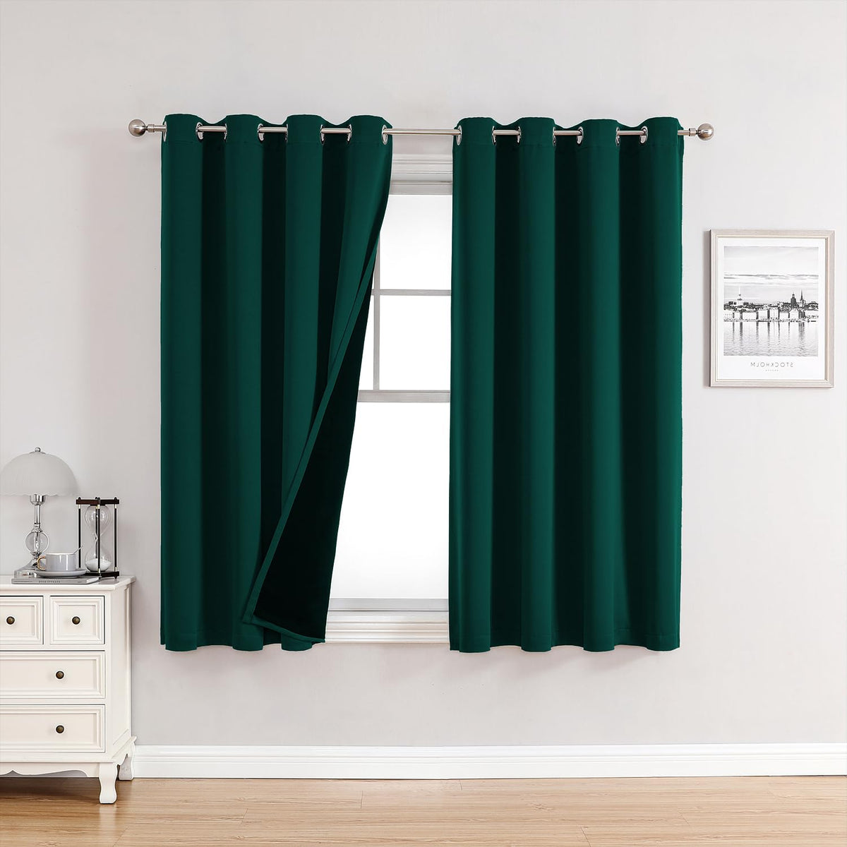 ChrisDowa 100% Blackout Curtains for Bedroom 63 Inches Long 2 Panels Set