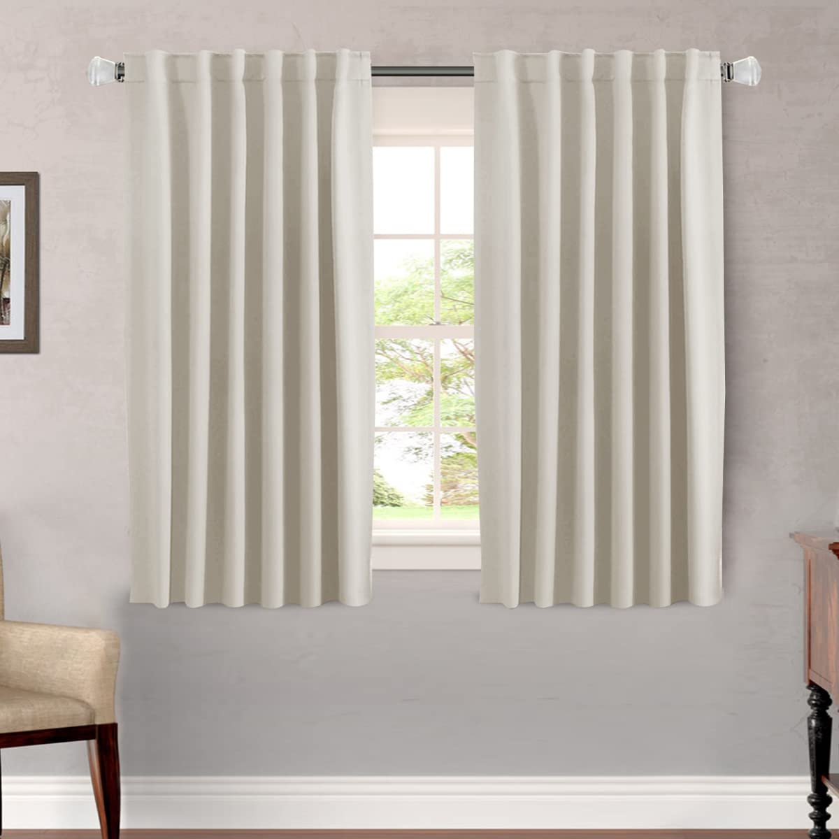 H.VERSAILTEX Blackout Curtains Thermal Insulated Window Treatment Panels Room Darkening Blackout Drapes for Living Room Back Tab/Rod Pocket Bedroom Draperies, 52 x 84 Inch, Light Sage, 2 Panels