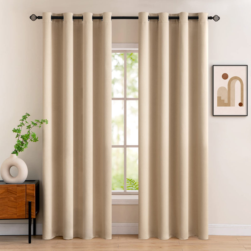 MIULEE Olive Blackout Bedroom Curtains Drapes 84 Inch Long 52"x84"