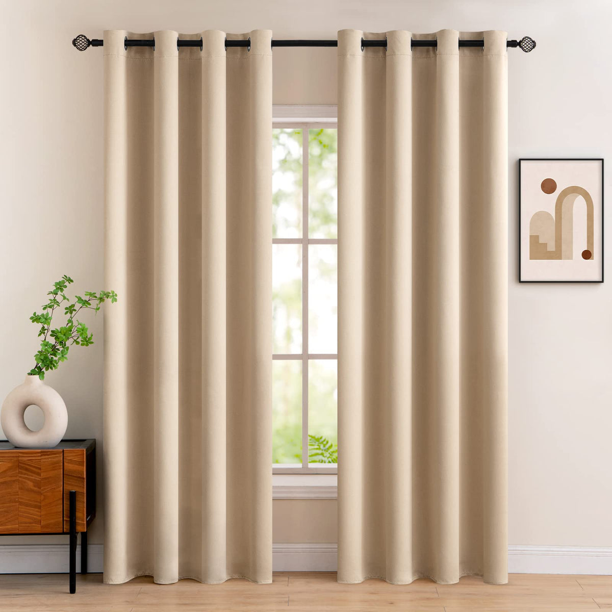 MIULEE Olive Blackout Bedroom Curtains Drapes 84 Inch Long 52"x84"