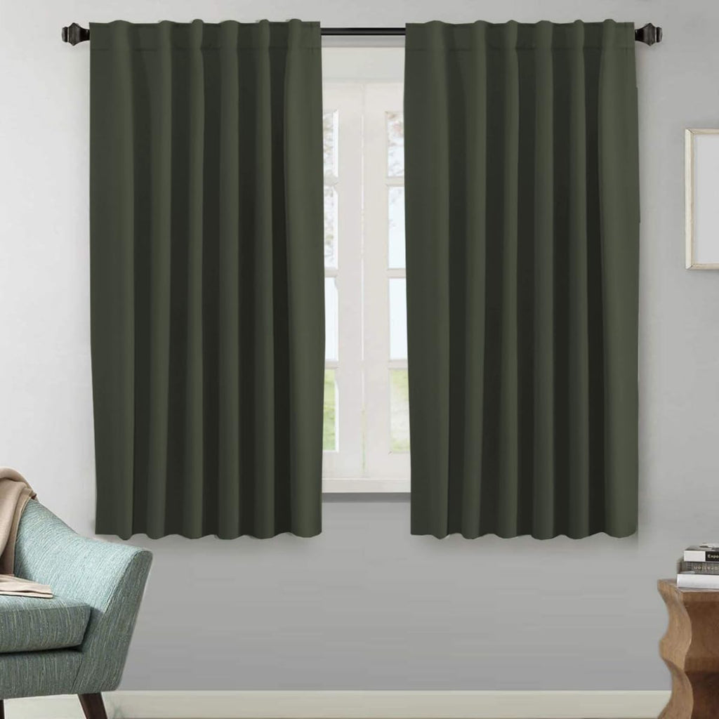 H.VERSAILTEX Blackout Curtains Thermal Insulated Window Treatment Panels Room Darkening Blackout Drapes for Living Room Back Tab/Rod Pocket Bedroom Draperies, 52 x 84 Inch, Light Sage, 2 Panels