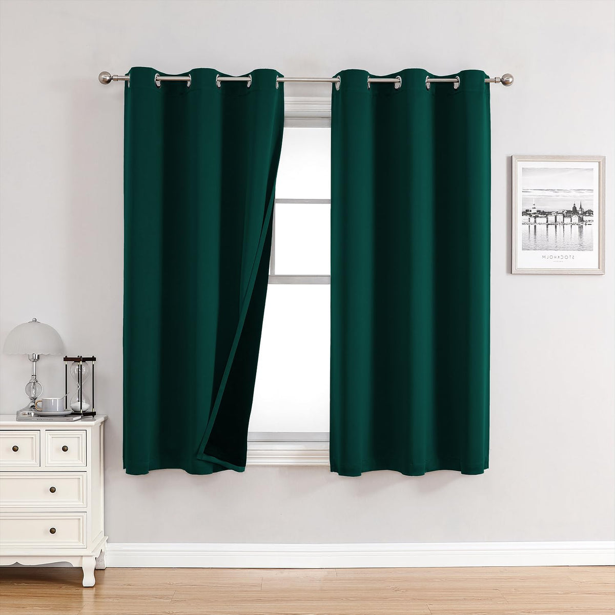 ChrisDowa 100% Blackout Curtains for Bedroom 63 Inches Long 2 Panels Set