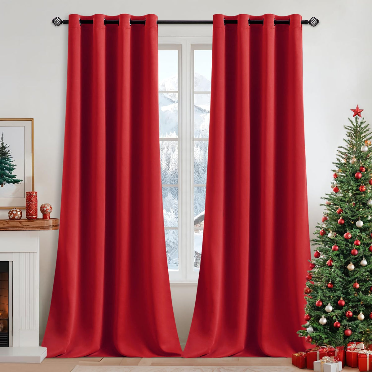 MIULEE Olive Blackout Bedroom Curtains Drapes 84 Inch Long 52"x84"