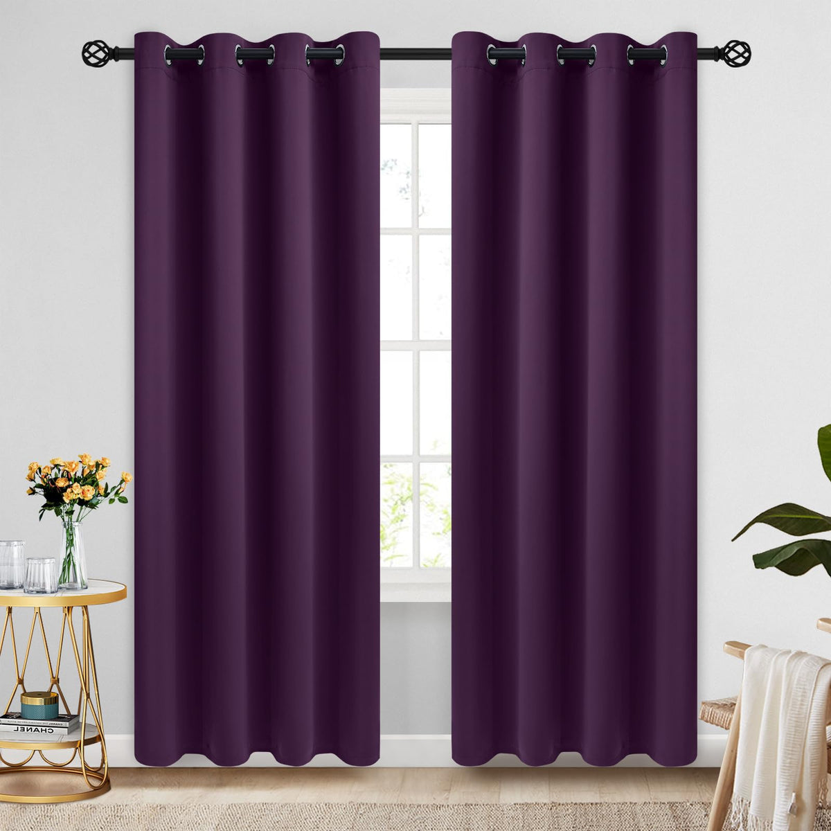 COSVIYA Grommet Blackout Room Darkening Navy Blue Curtains 84 inch Length