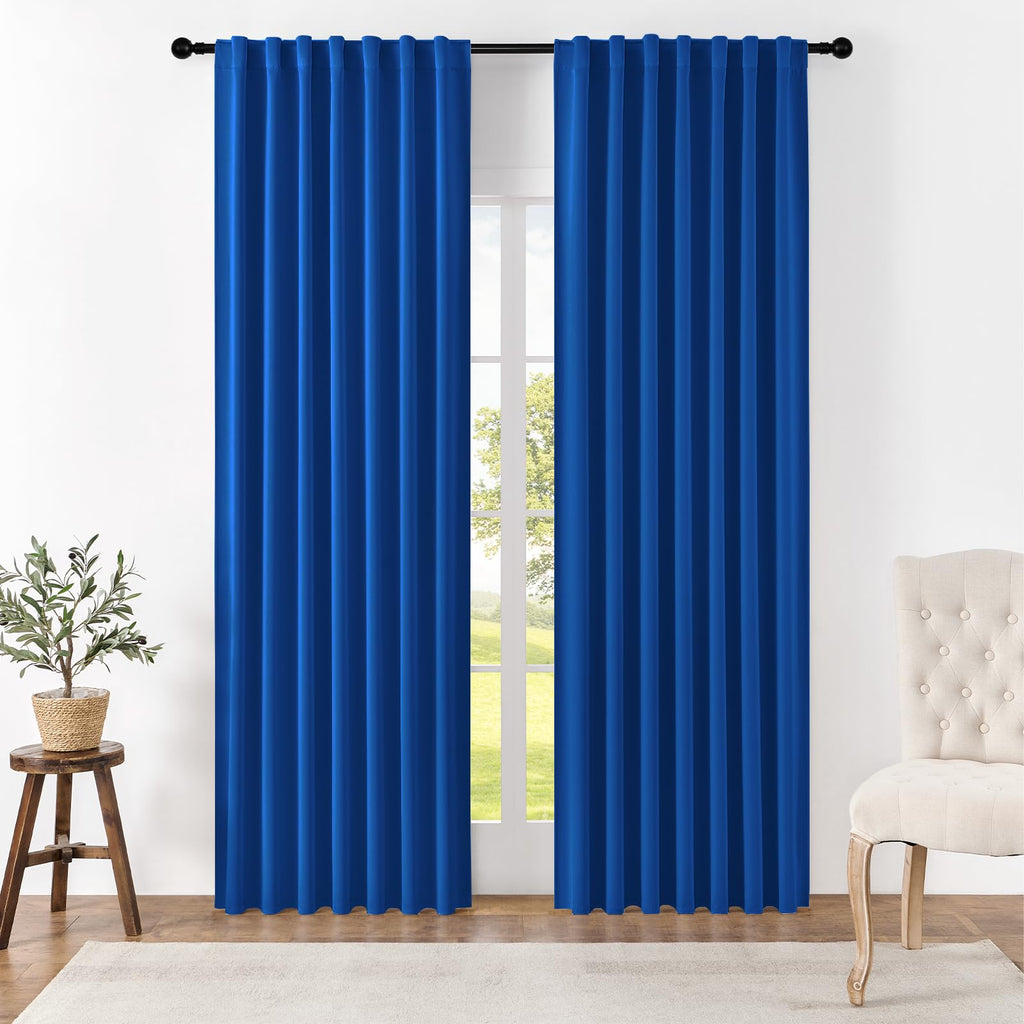 Joydeco Blackout Curtains 96 Inches Long, Thermal Insulated Black Out Curtains 2 Panels Set for Bedroom, Room Darkening Drapes for Living Room Window (W52 x L96 Inch, Navy Blue)