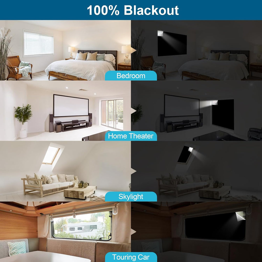 Petaholic 100% Blackout Curtains for Bedroom, Portable DIY Window Blinds, No Drill Window Shades & Blackout Blinds with Stickers & Tabs for Travel, Dorm Room, Media Room (118" x 57")
