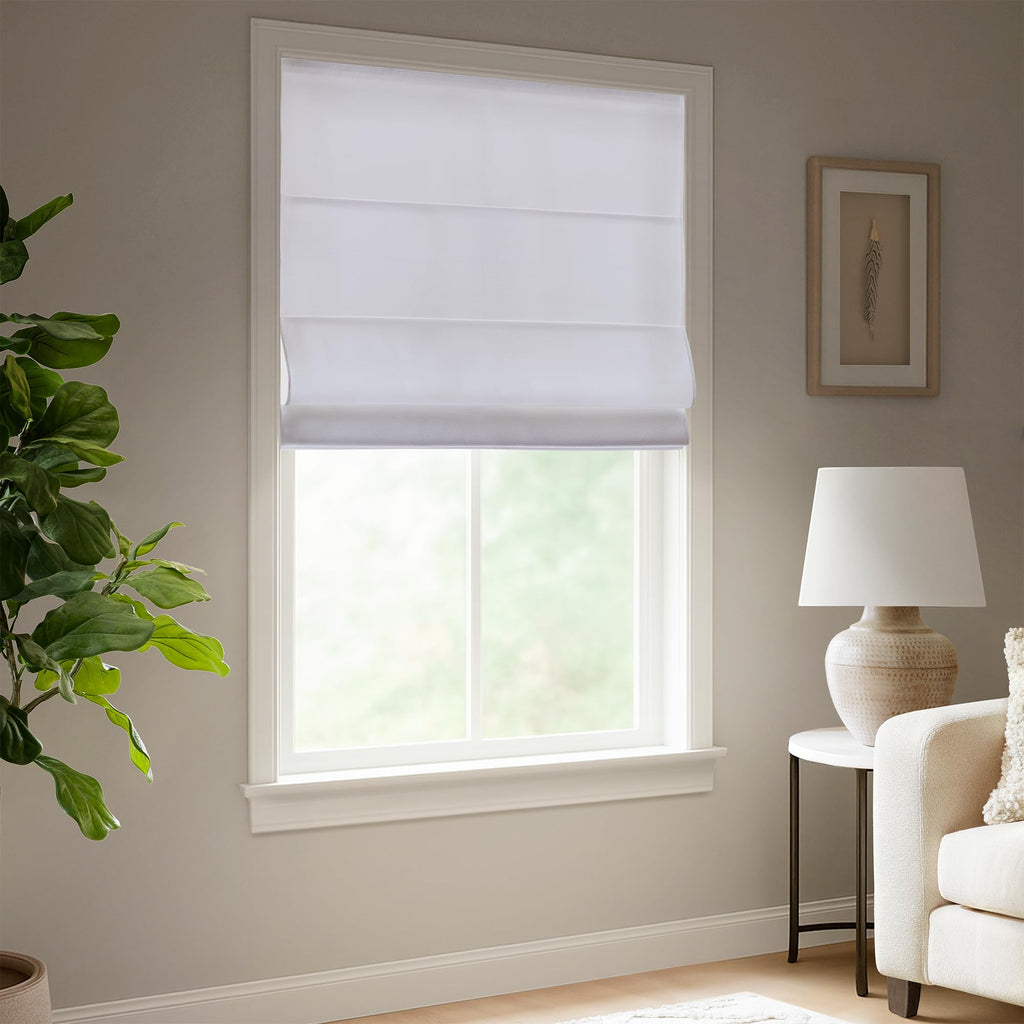 Madison Park Roman Shade, Room Darkening Blind Cordless, 33x64 Sheen Ivory