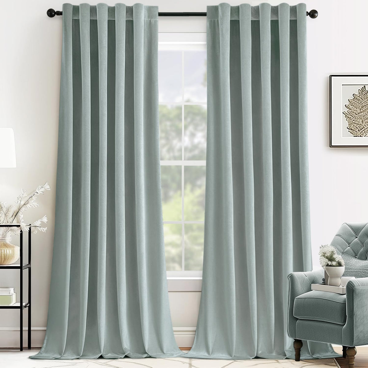 MIULEE Gold Velvet Curtains 52x84 inches Luxury Blackout Curtains