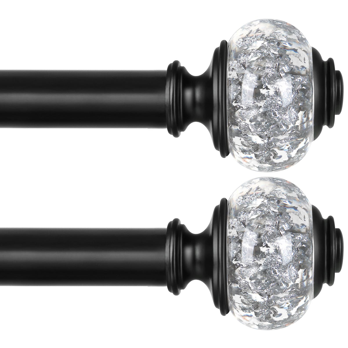 USFOOK Silver Curtain Rods for Windows 32 to 58, Decorative Drapery Rod